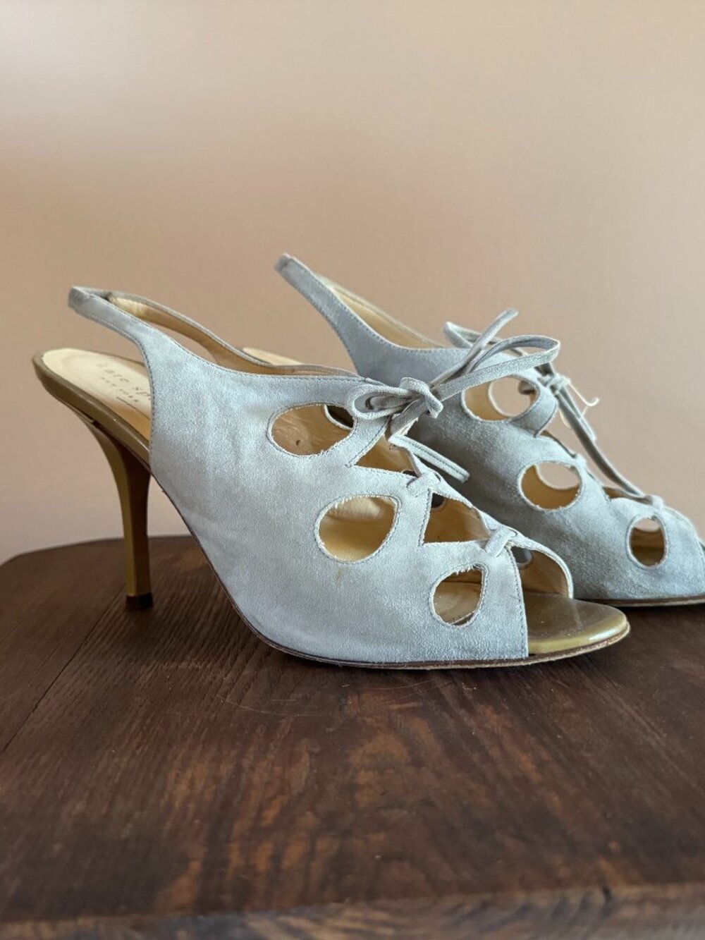 Kate Spade New York Tan Suede and Patent Slingback Heel Sandals